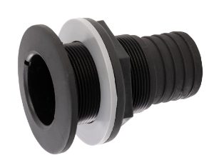 Domed Skin Fittings with Hose Tail - Black