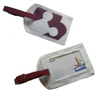 Sailcloth Luggage Tag - Red Detail