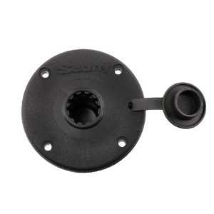 Scotty 344 Round Flush Deck Mount, Black, Sealed Base